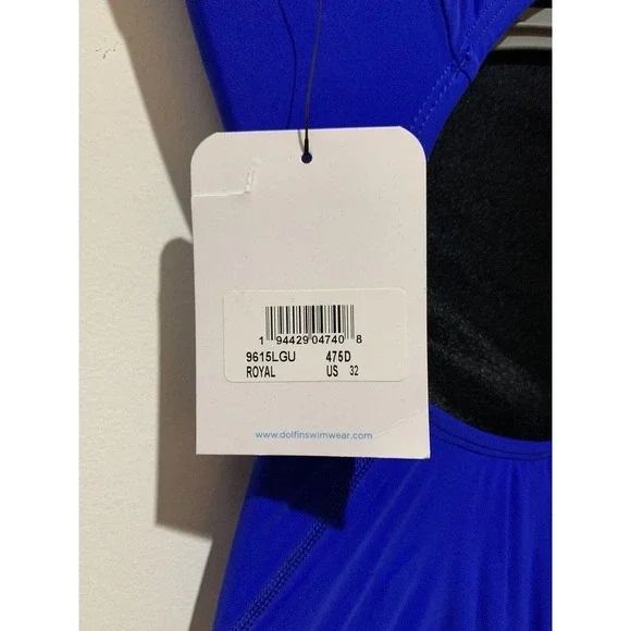 Dolfin Lifeguard Swimsuit 1 Piece V-2 Back Blue Sz 32 UVA UVB 50+ Durast… - Picture 4 of 5